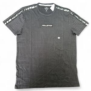 Hollister Grid Print T-Shirt with Logo Taping - Size Medium